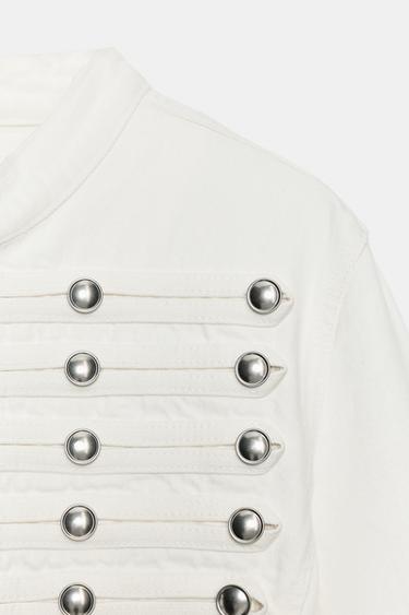 VESTE EN DENIM TRF AJUSTÉE À BOUTONS - Blanc cassé de Zara - Image 9