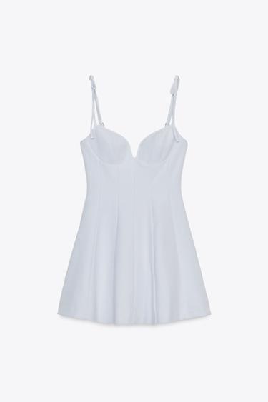Zara 短版蝴蝶結洋裝 - 天藍色