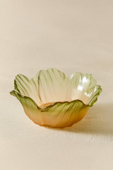 フラワーガラスボウルグリーンZaraのフラワーガラスボウル - グリーン 