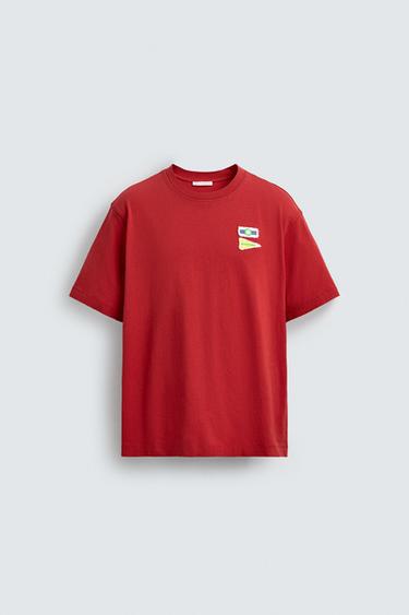 NAUTICAL PATCH T-SHIRT - Dark red by Zara