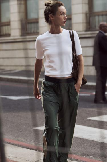 HAUT EN MAILLE BASIQUE À MANCHES COURTES - Blanc de Zara - Image 1