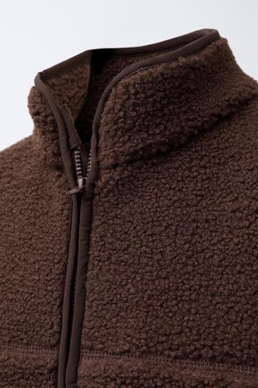 VESTE EFFET MOUTON LISERÉS - Marron de Zara - Image 4
