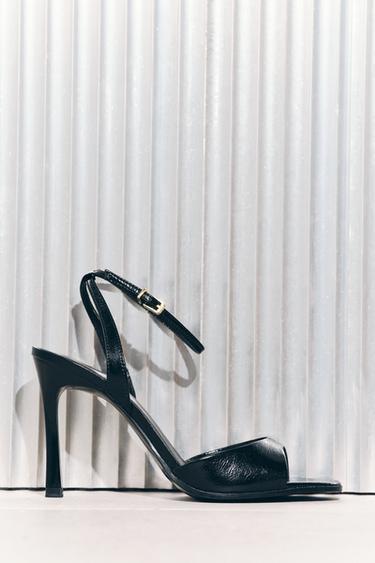 PATENT-FINISH HIGH-HEEL SANDALS - Black by Zara