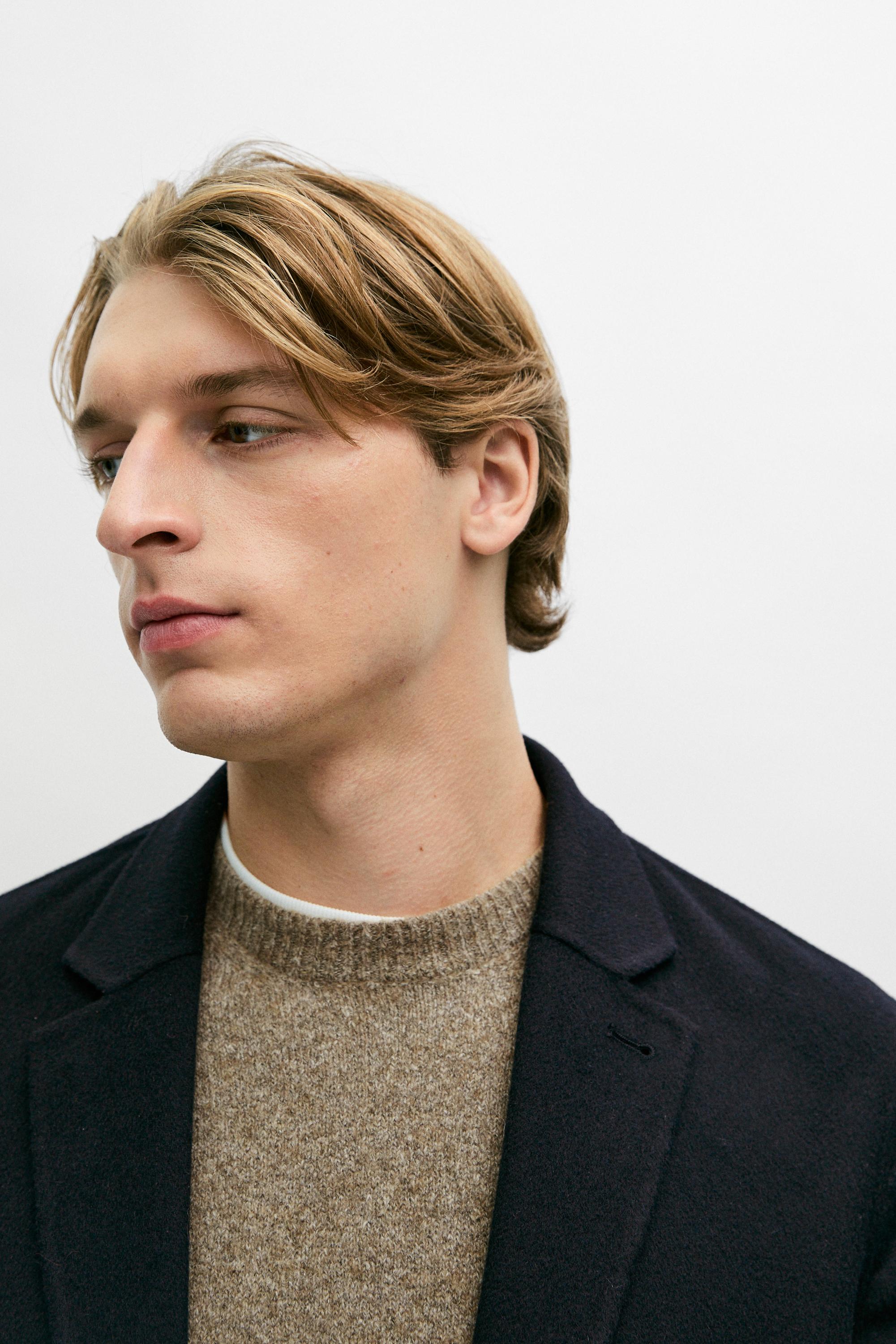 Double-faced wool blend blazer