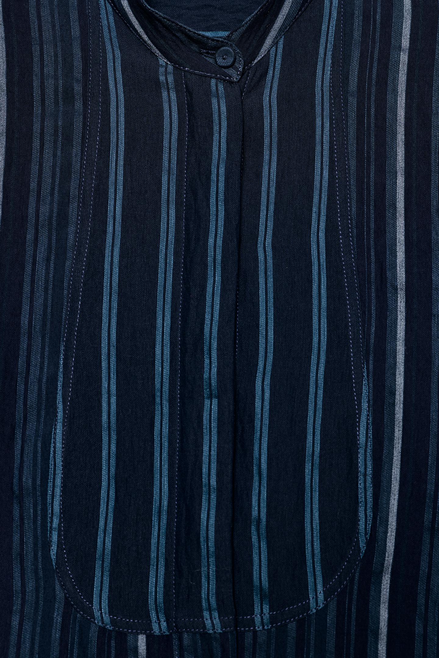 Женская рубашка Zara ZW Collection Striped Bib, цвет: Индиго — фото 8