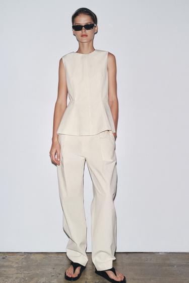TOP PÉPLUM ZW COLLECTION - Écru de Zara - Image 1