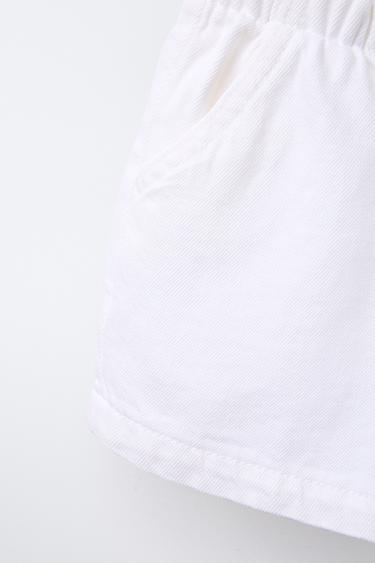 ELASTIC DENIM BERMUDA SHORTS - White by Zara - Image 3
