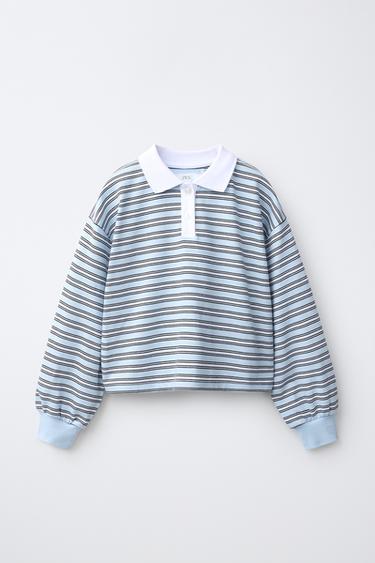 POLO CUELLO CONTRASTE RAYAS - Azulado de Zara