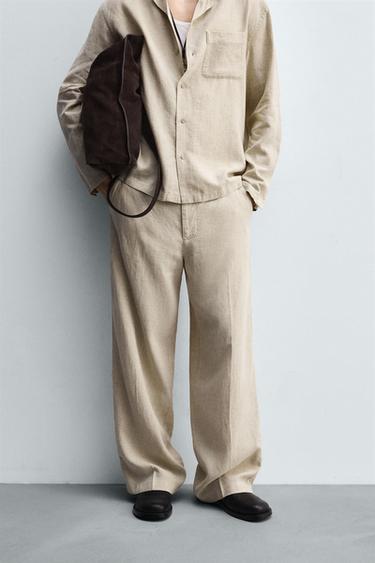 PANTALÓN FLUIDO LYOCELL - LIÑO - Beixe claro de Zara