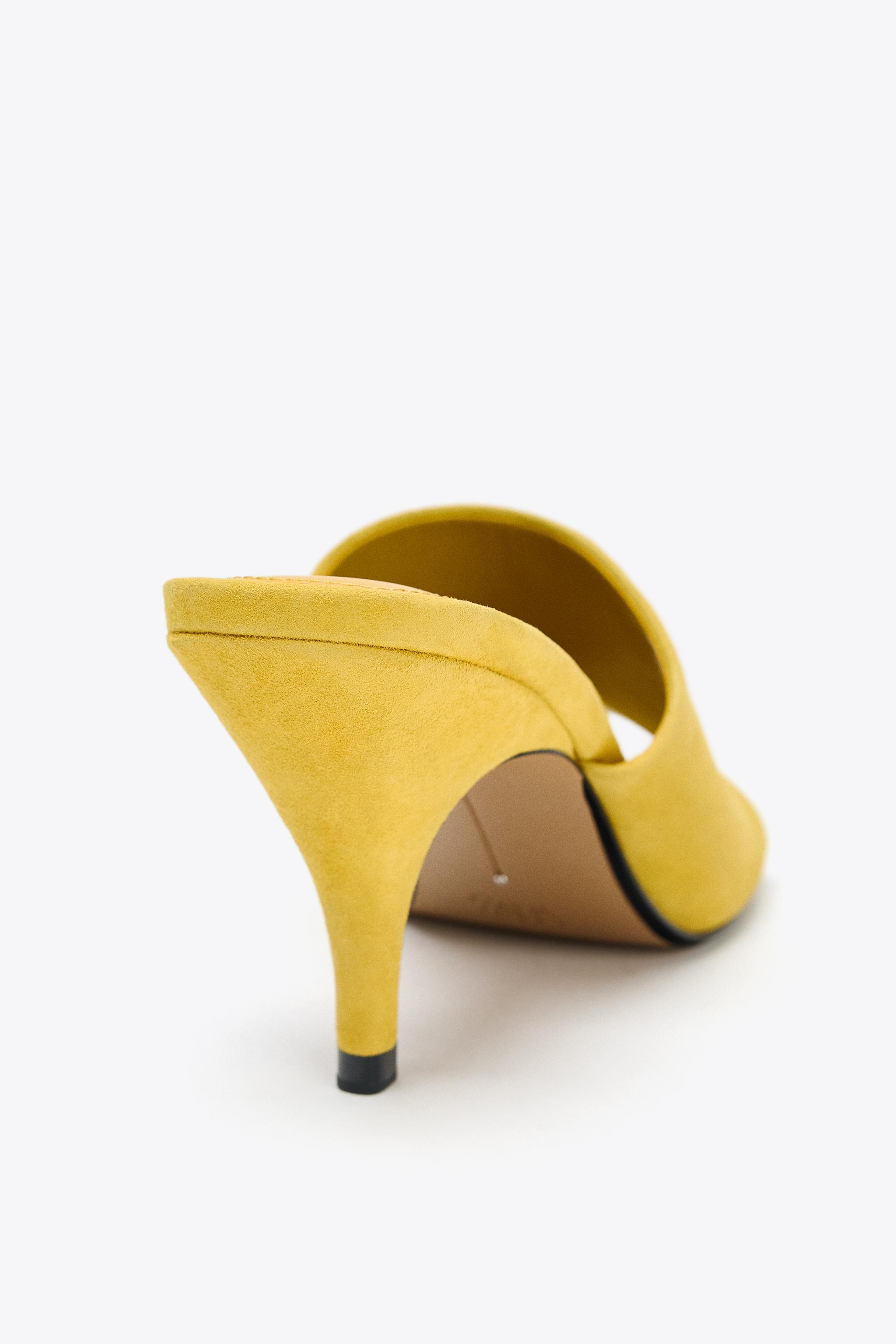 ☆ドイツ発*ZARA*新作*本革スエードヒールミュール/MUSTARD☆ ☆ドイツ発*ZARA*新作*本革スエードヒールミュール/MUSTARD