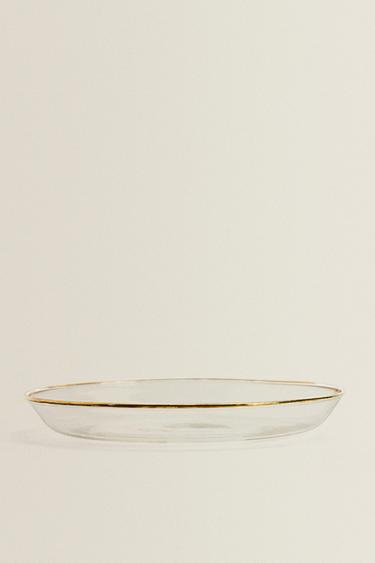 BOROSILICATE GLASS SIDE PLATE WITH RIM - Gold by Zara - Image 3
