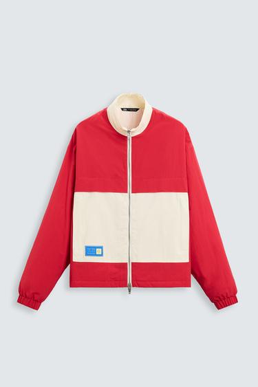 CAZADORA TÉCNICA COLOR BLOCK - Rojo vivo de Zara