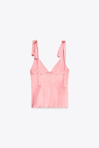 TOP SATINÉ LACETS - Rose chewing-gum de Zara - Image 5