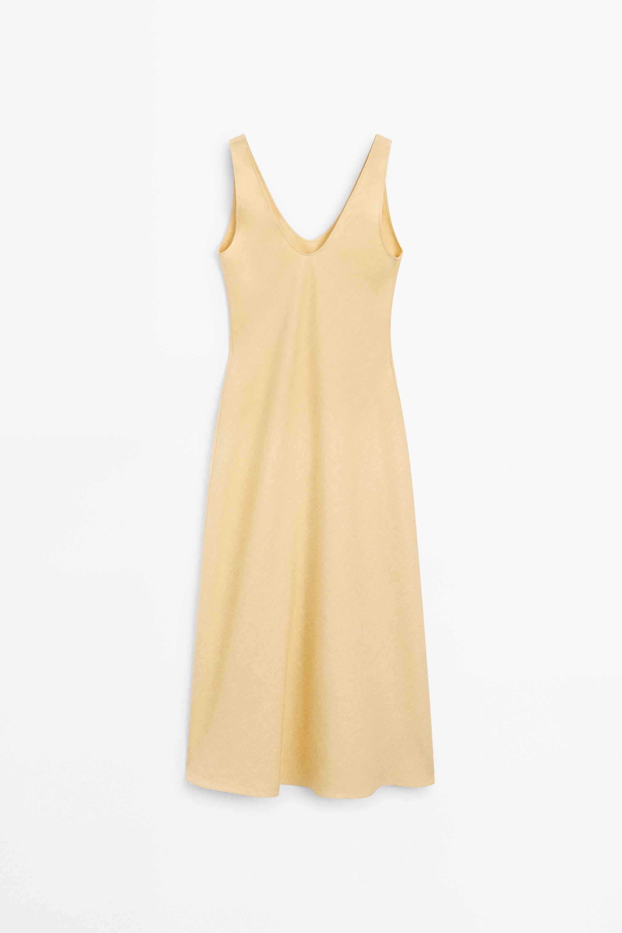 Robe midi bretelles 100 % lin