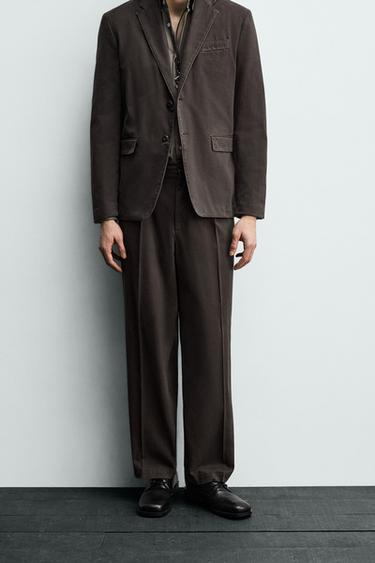 WASHED-EFFECT SUIT TROUSERS - Taupe grey by Zara