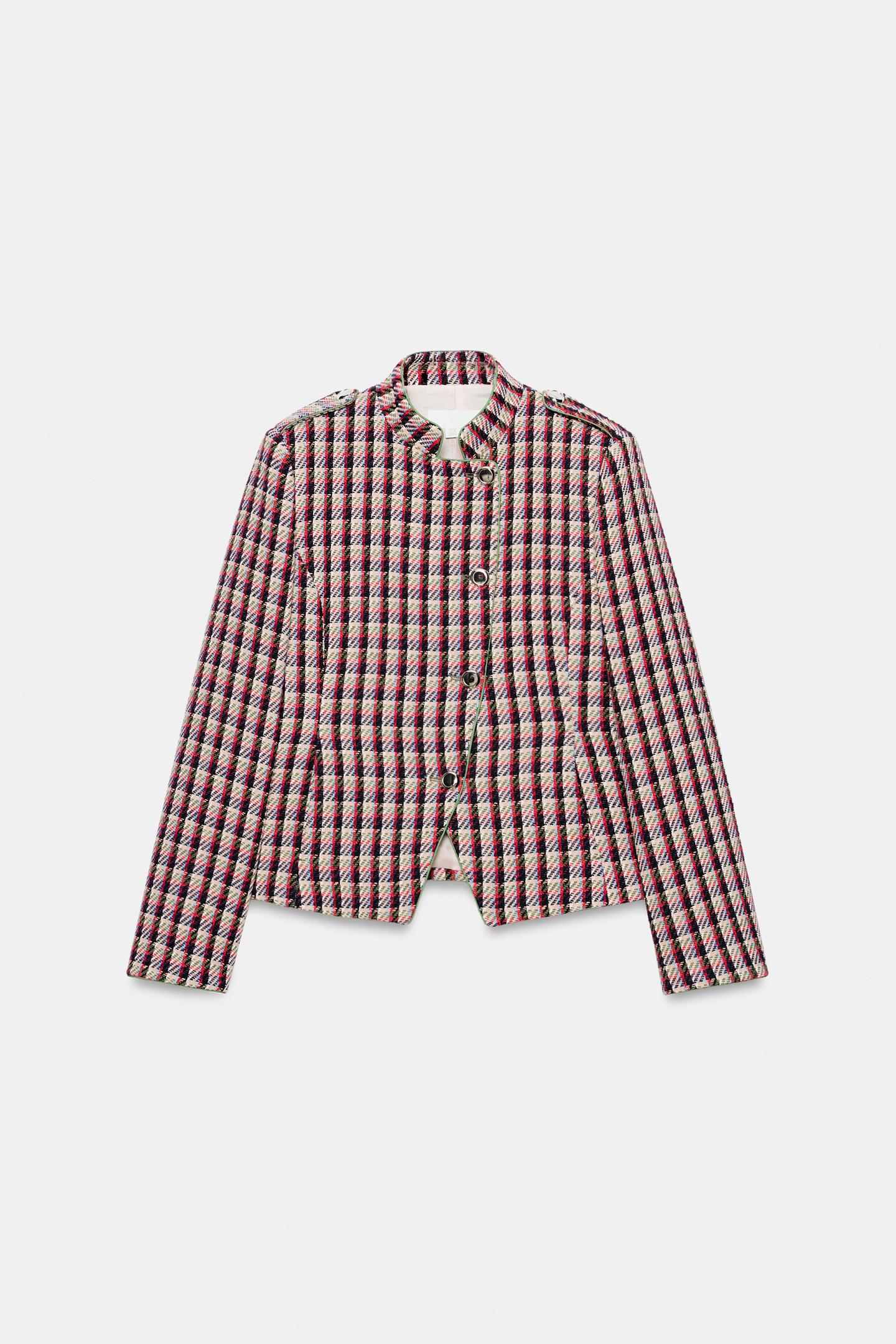 Женский пиджак Zara Structured Double-Breasted Blazer, цвет: Разноцветный — фото 6