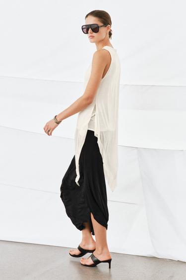 TOP EFFET DOUBLE FLUIDE - Blanc cassé de Zara - Image 1