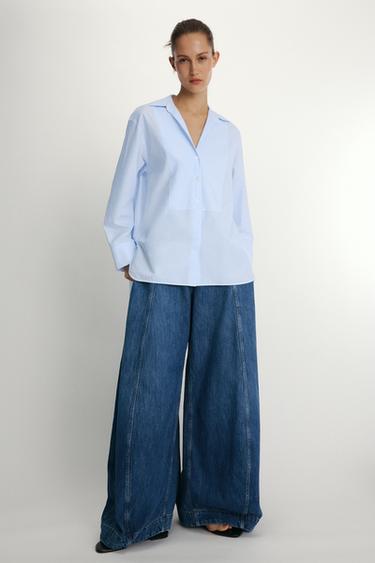 Zara ZW COLLECTION POPLIN SHIRT - striped