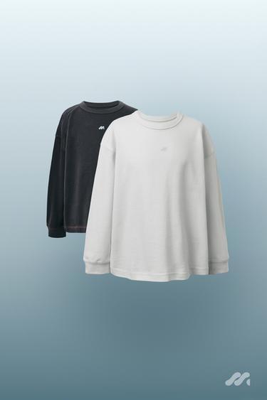 PACK DOS CAMISETAS PIQUÉ LOGO RELIEVE - Negro / Crudo de Zara
