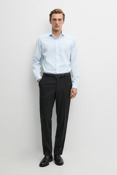 Zara Slim fit gingham shirt - Sky blue - Image 0