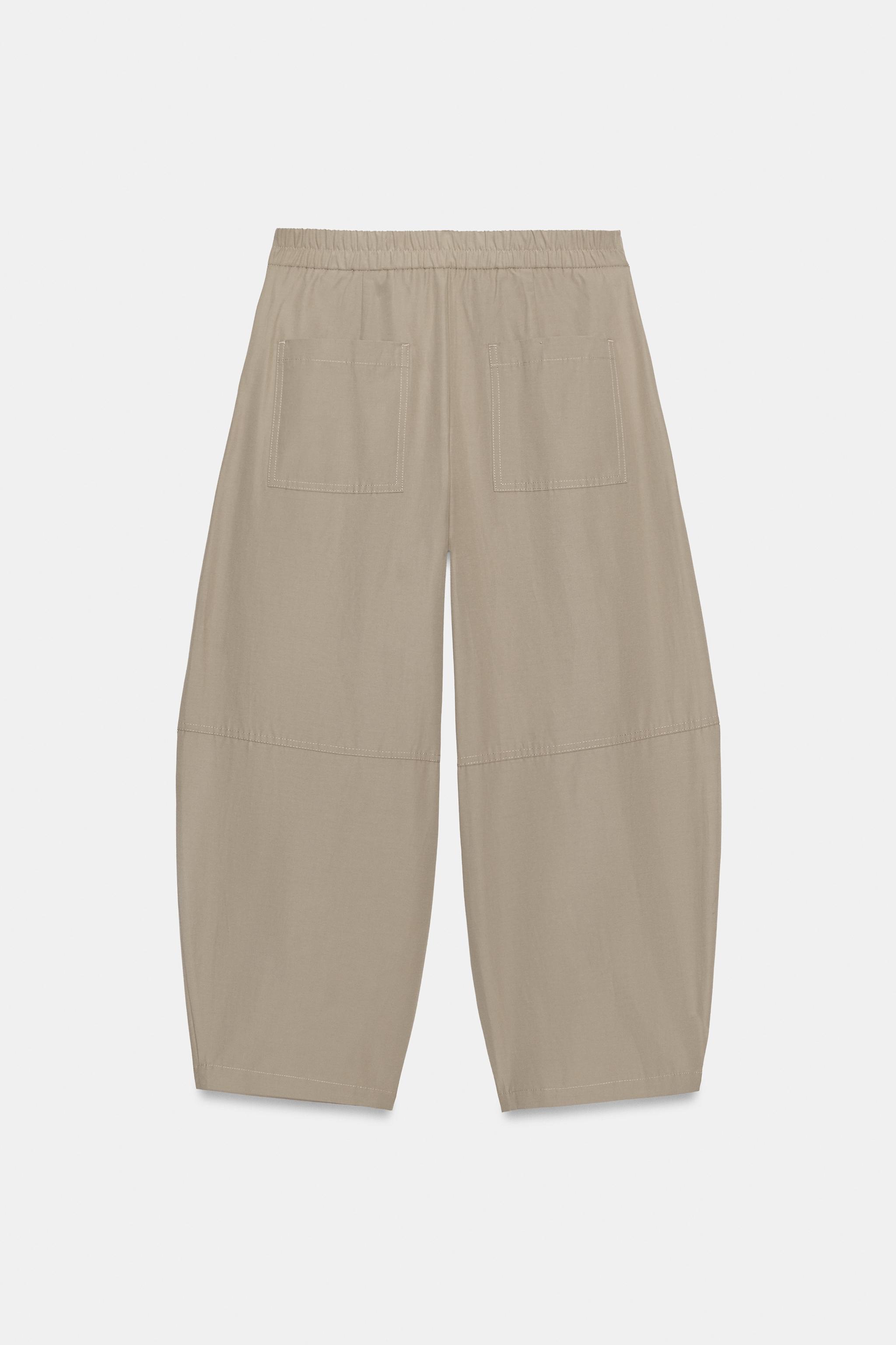 Женские брюки Zara POPLIN BARREL TROUSERS — фото 8