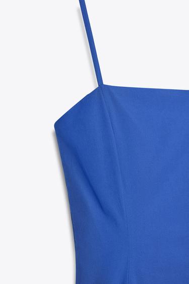 ASYMMETRIC POPLIN MIDI DRESS - Cornflower blue by Zara - Image 2