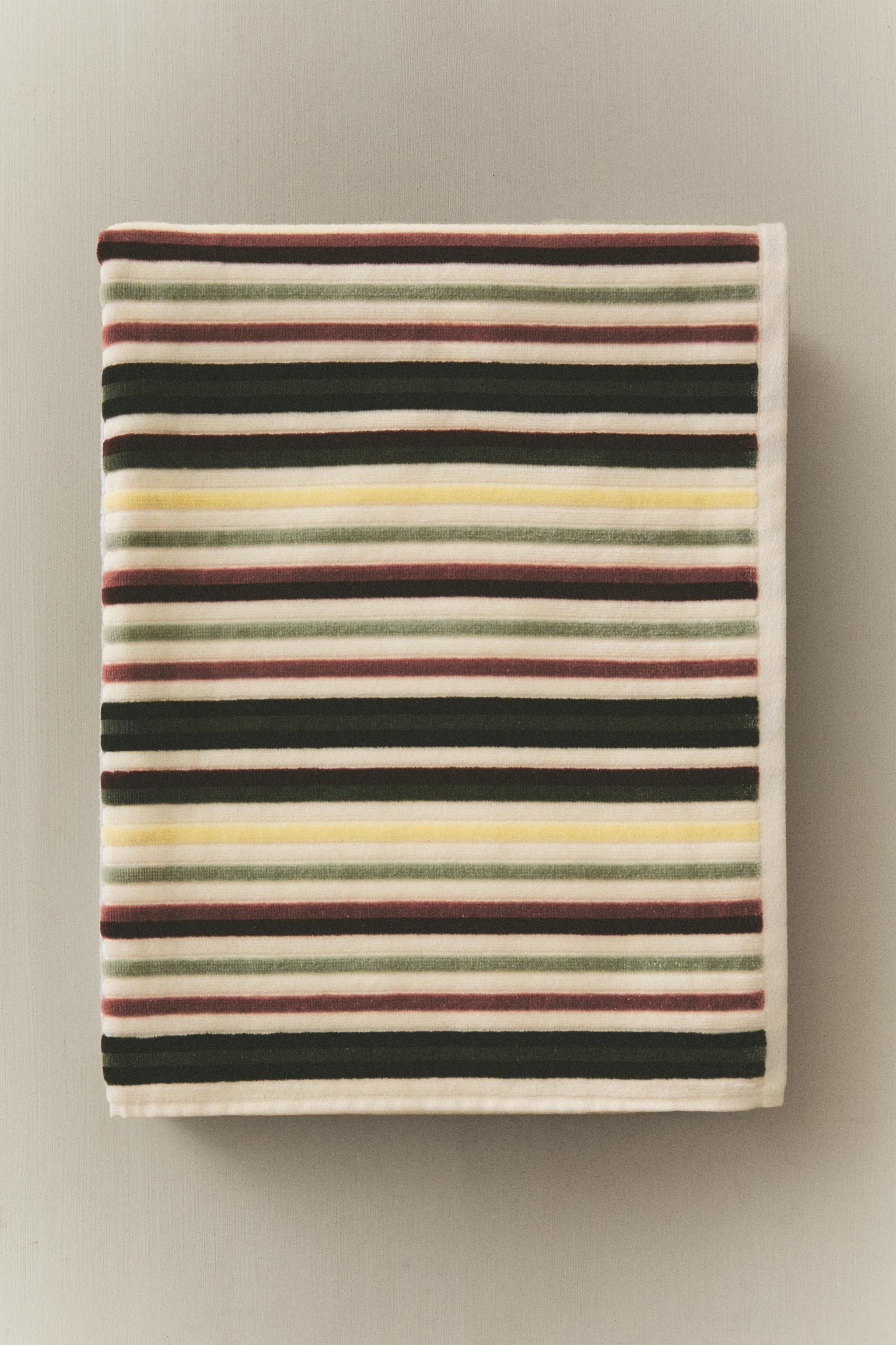 VELOUR STRIPED BATH TOWEL
