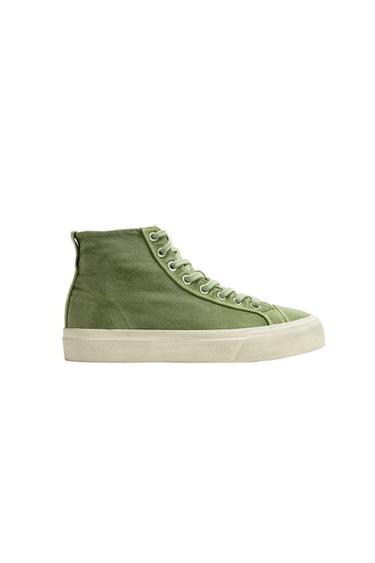 Zara FABRIC HIGH-TOP SNEAKERS - Green