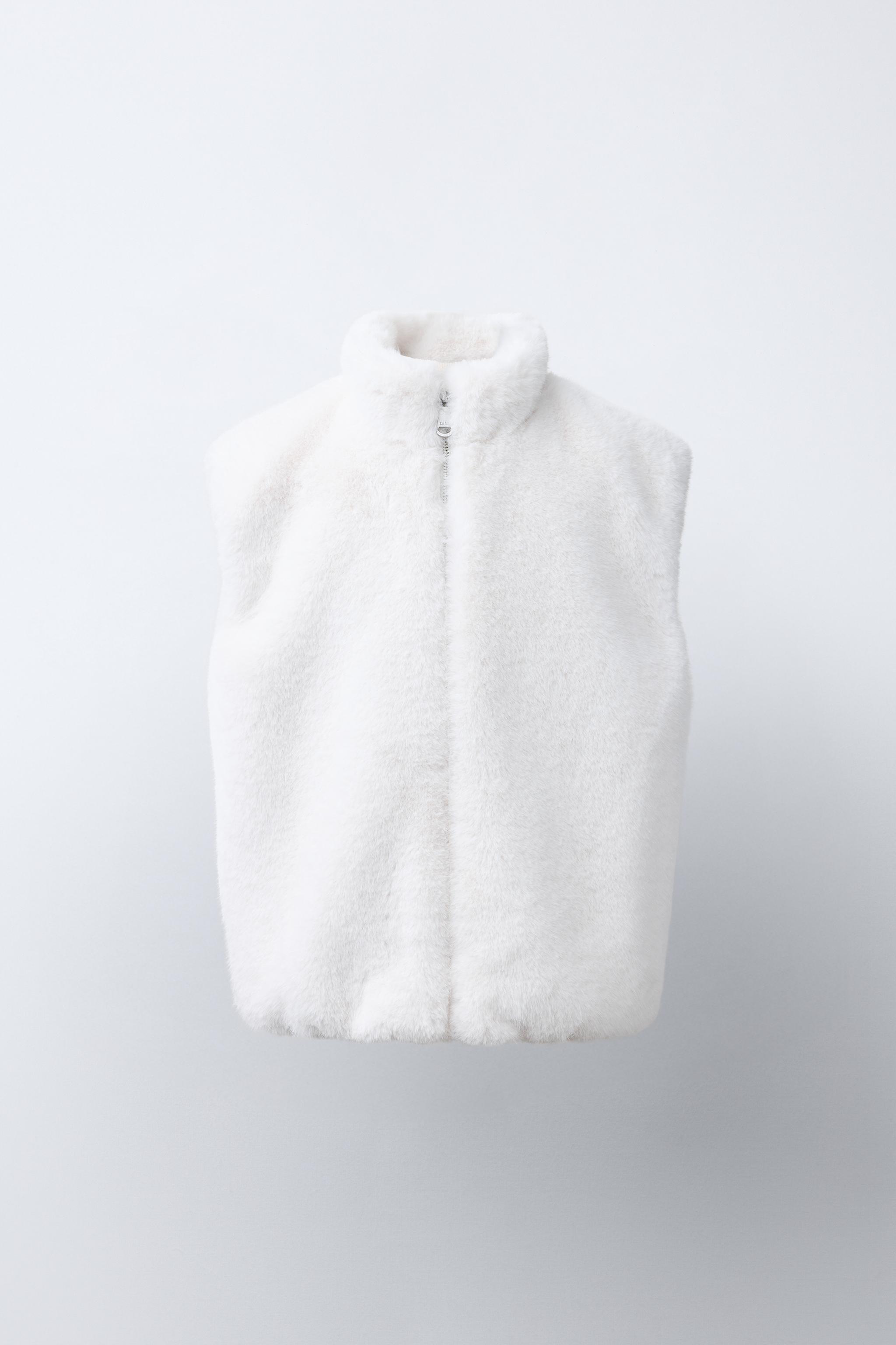 ZARA フード付きフェイクファーベスト アイボリー フェイクファーベスト - モールグレー | ZARA Japan / 日本