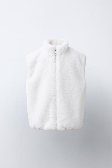 FAUX FUR GILET - Light ecru by Zara
