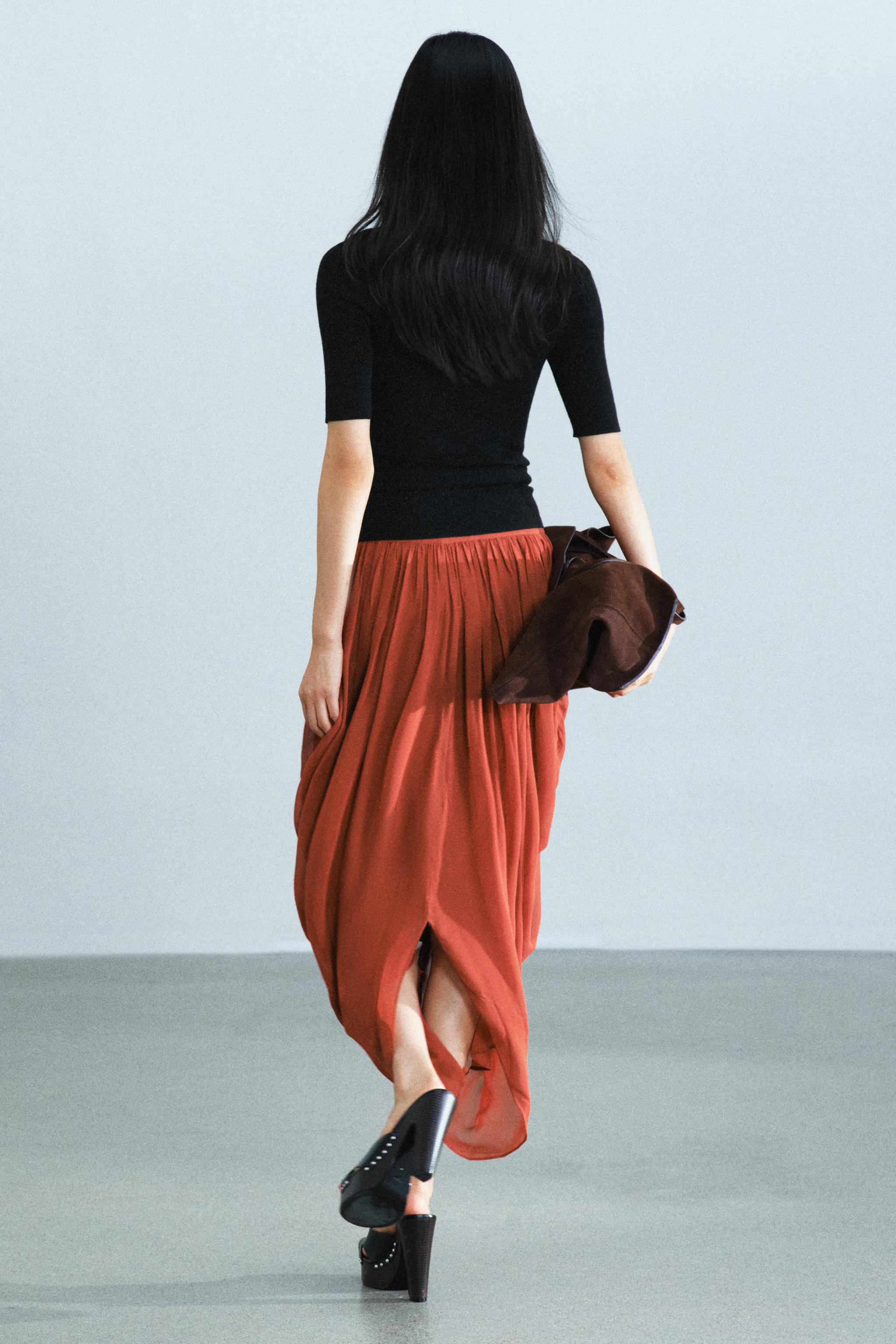 JUPE MIDI DRAPÉE ASYMÉTRIQUE ZW COLLECTION