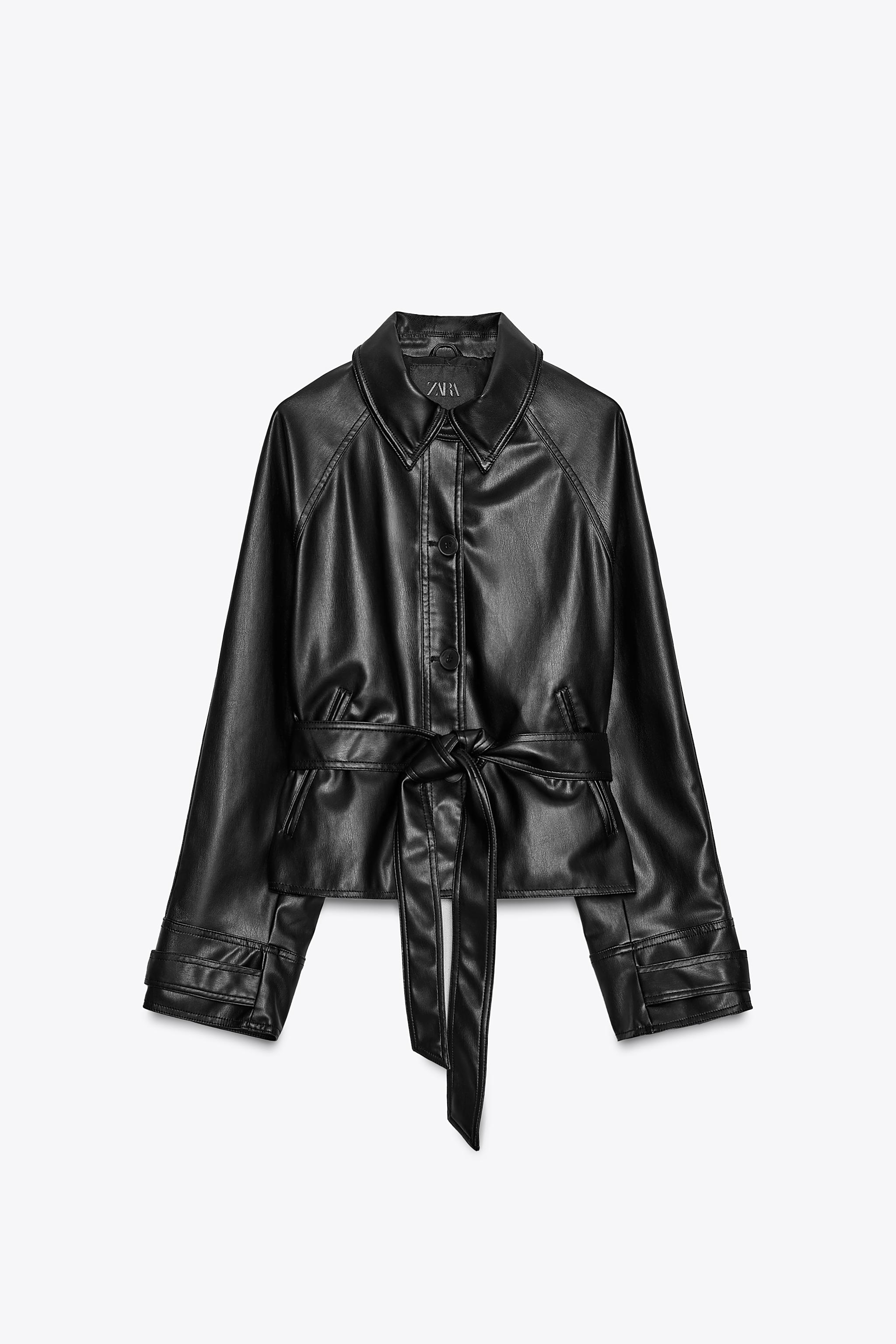 FAUX LEATHER BELTED JACKET - Black | ZARA Australia