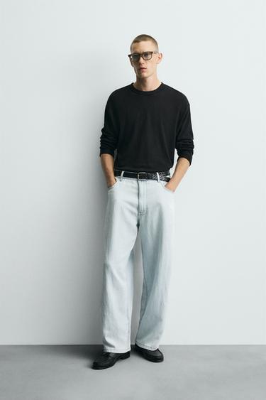 LIGHTWEIGHT LOOSE WIDE-LEG JEANS - Light blue by Zara