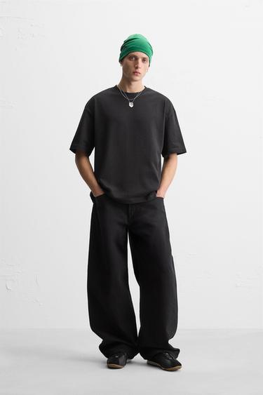 Zara BASIC HEAVYWEIGHT T-SHIRT - Black - Image 0