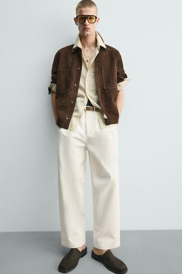 WIDE-LEG PLEATED CHINO TROUSERS - white by Zara - Image 4