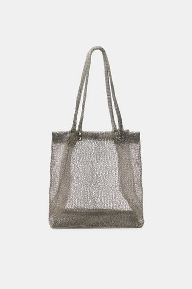 BOLSO MALLA METÁLICA - Plata vieja de Zara