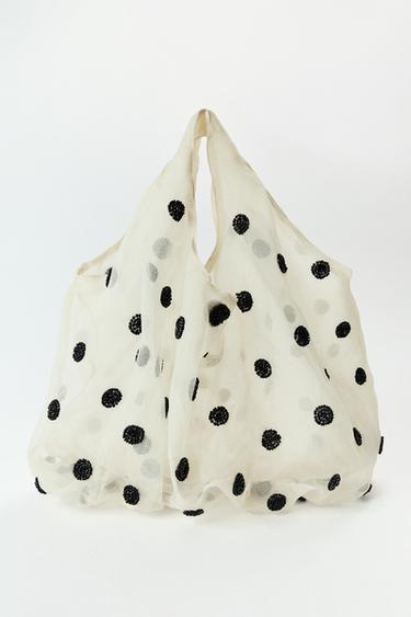 BOLSO DE MANO MESH BEADS - blanco de Zara
