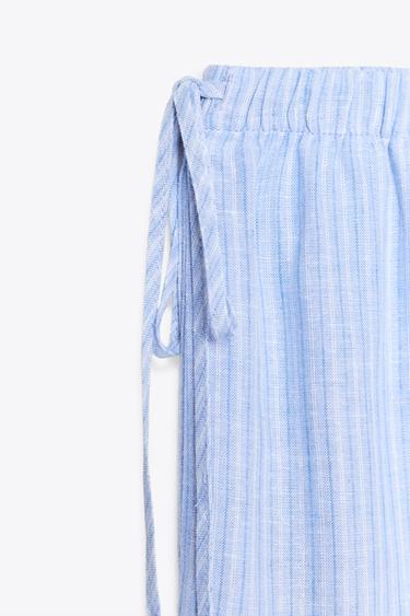 PANTALON PALAZZO RAYURES - Bleu / Blanc de Zara - Image 7