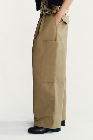 PANTALON CARGO PLIS - Kaki clair de Zara - Image 4