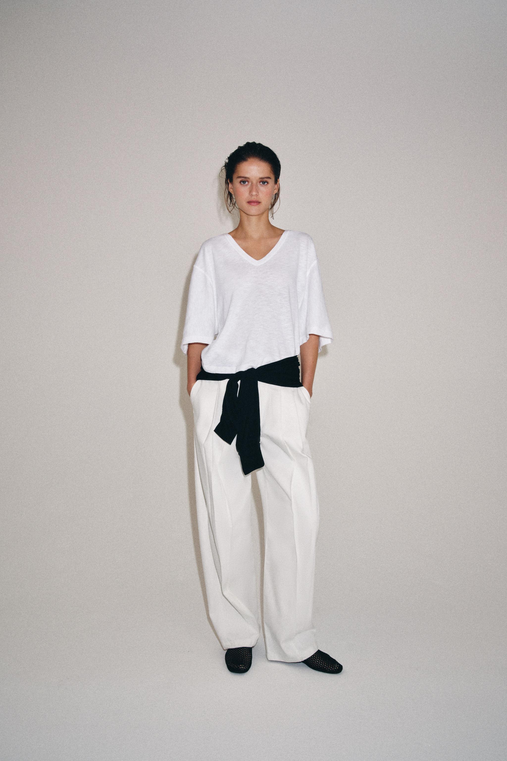 Zara V YAKA T-SHIRT görsel 5