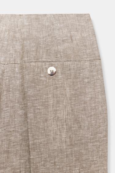 PANTALON DROIT 100 % LIN - Sable / Chiné de Zara - Image 9