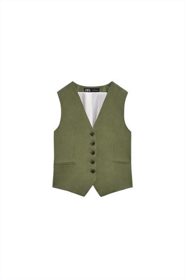 TAILORED LINEN BLEND WAISTCOAT