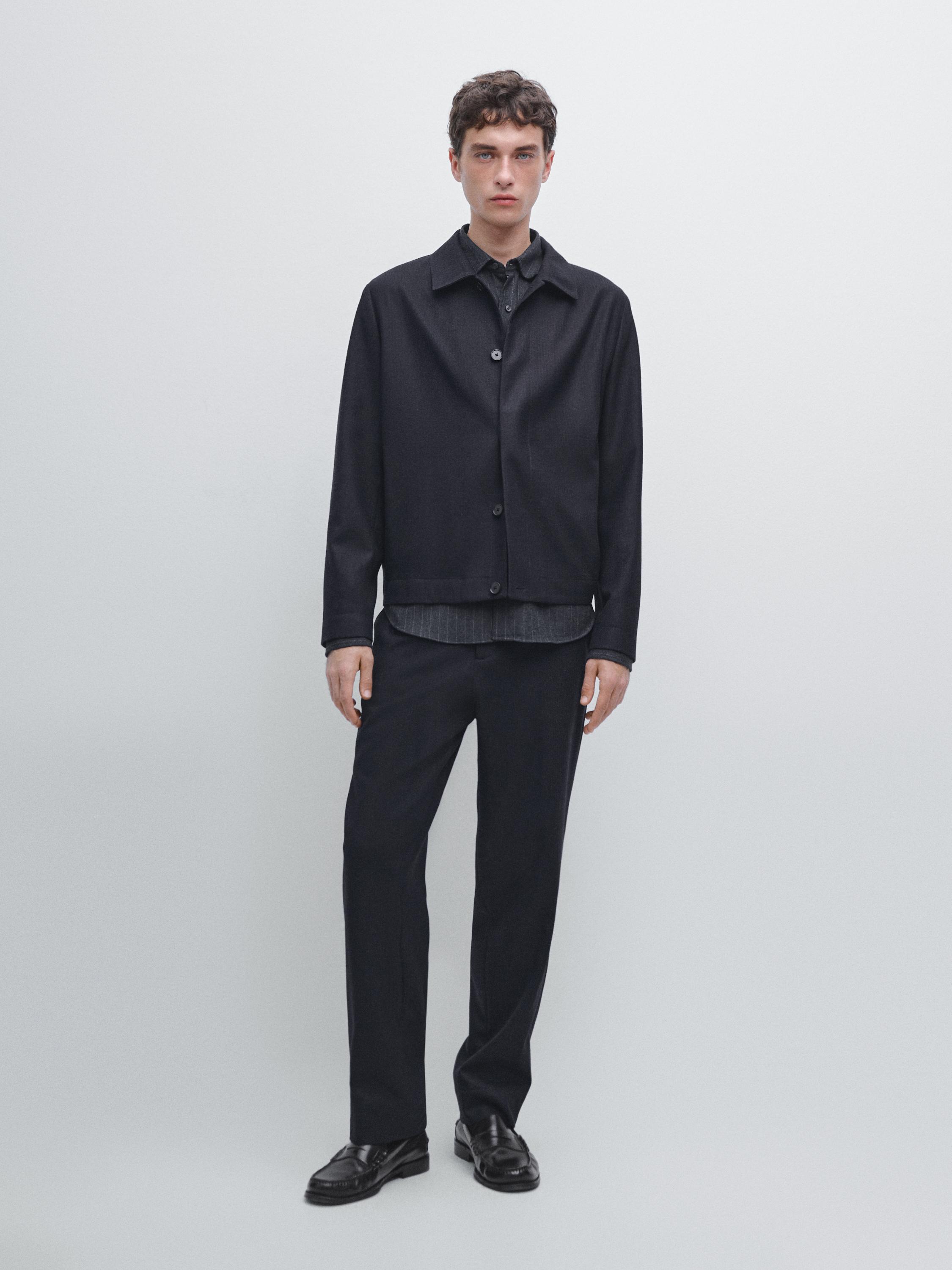 100% wool corduroy-effect flannel overshirt