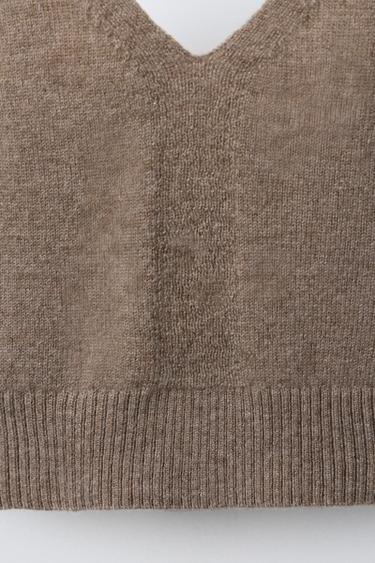 TOP À BRETELLES AVEC LAINE - Marron / Taupe de Zara - Image 3
