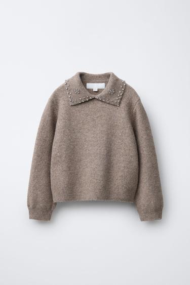 SPARKLY KNIT JUMPER - Brown / Taupe by Zara