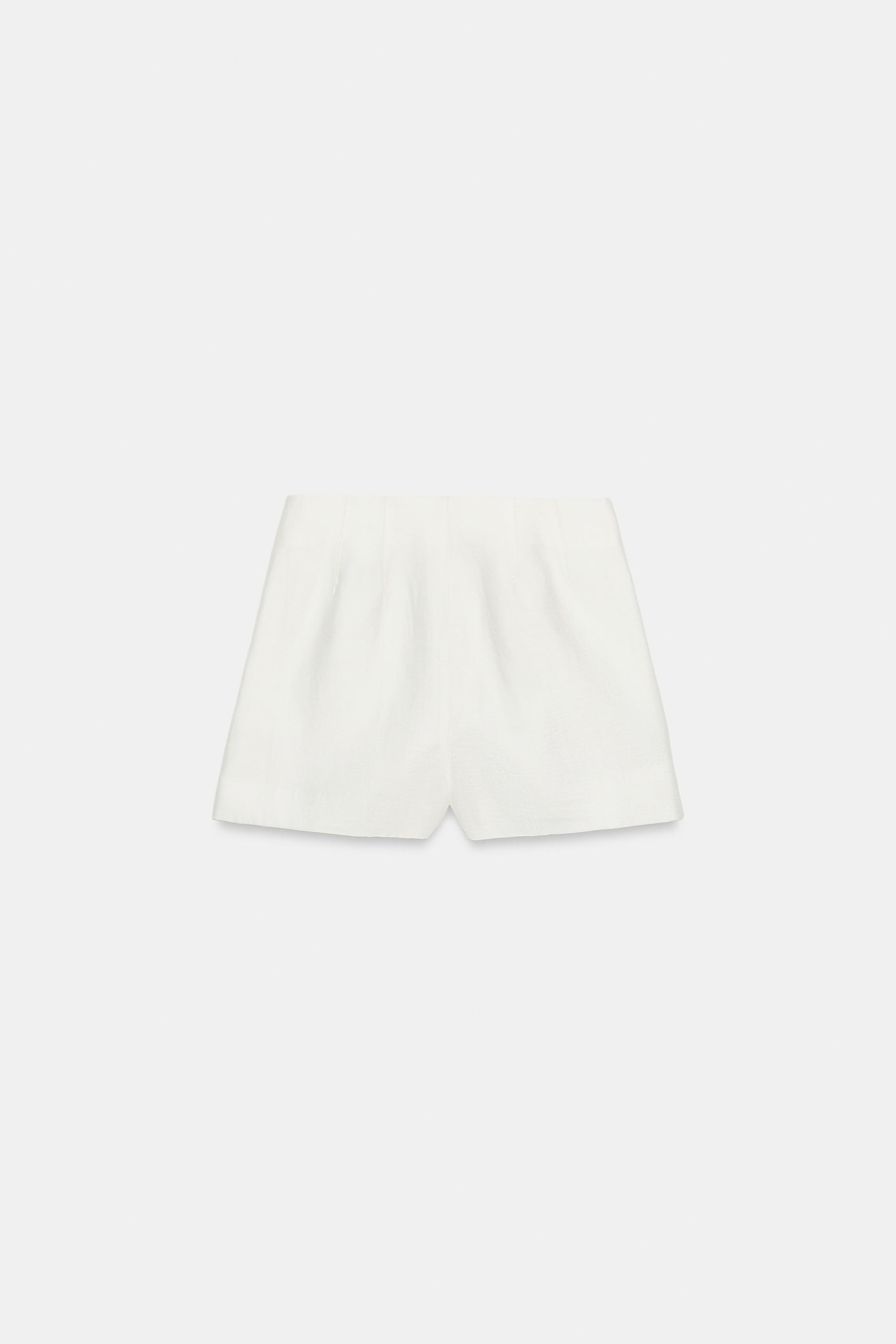 Женские шорты Zara FABRIC-COVERED BUTTON SHORTS — фото 6