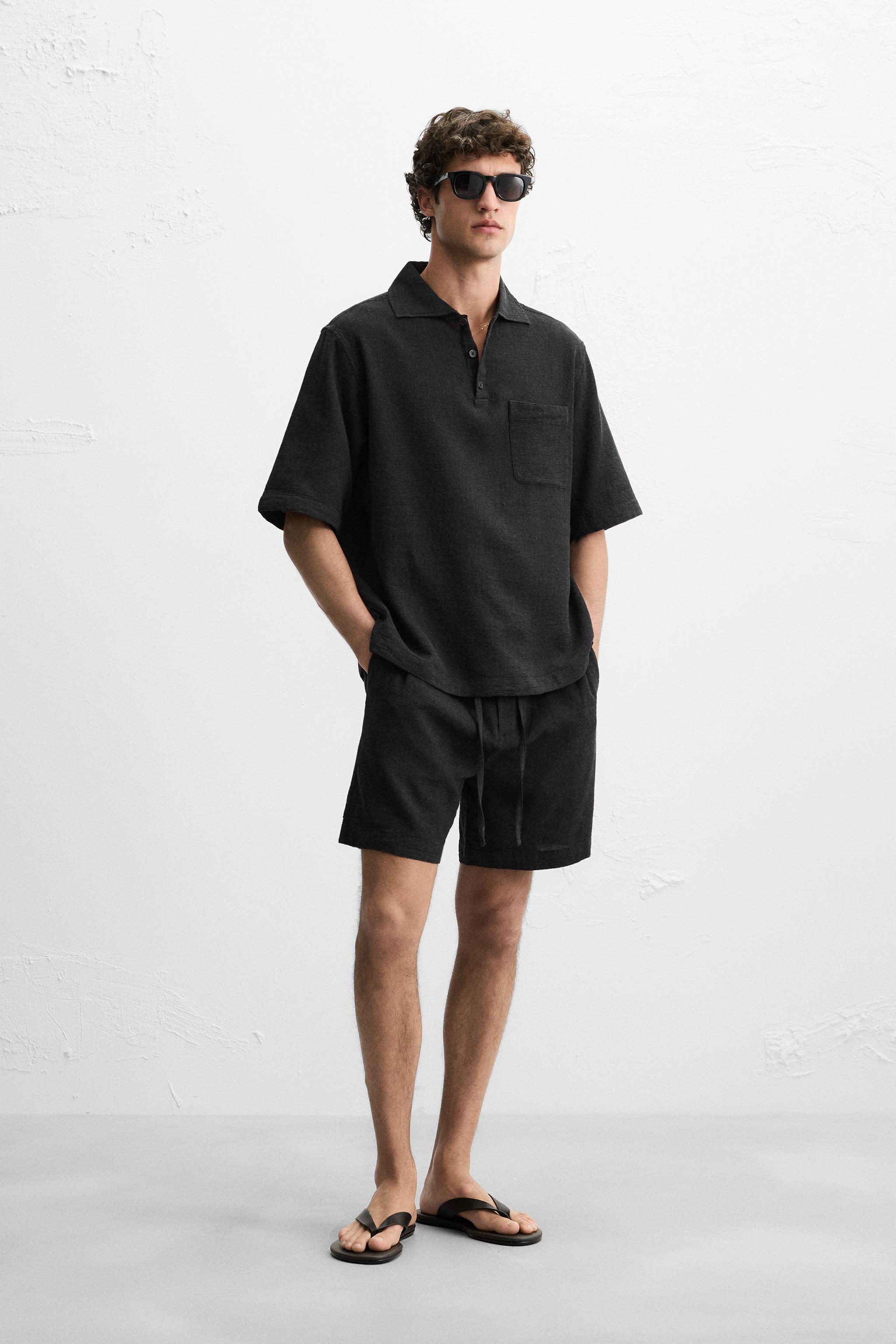 CHECKERED TEXTURED POLO - Dark gray | ZARA United States