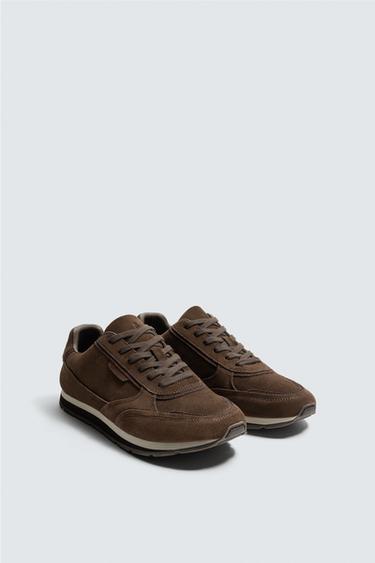 CASUAL LEATHER TRAINERS - Brown by Zara