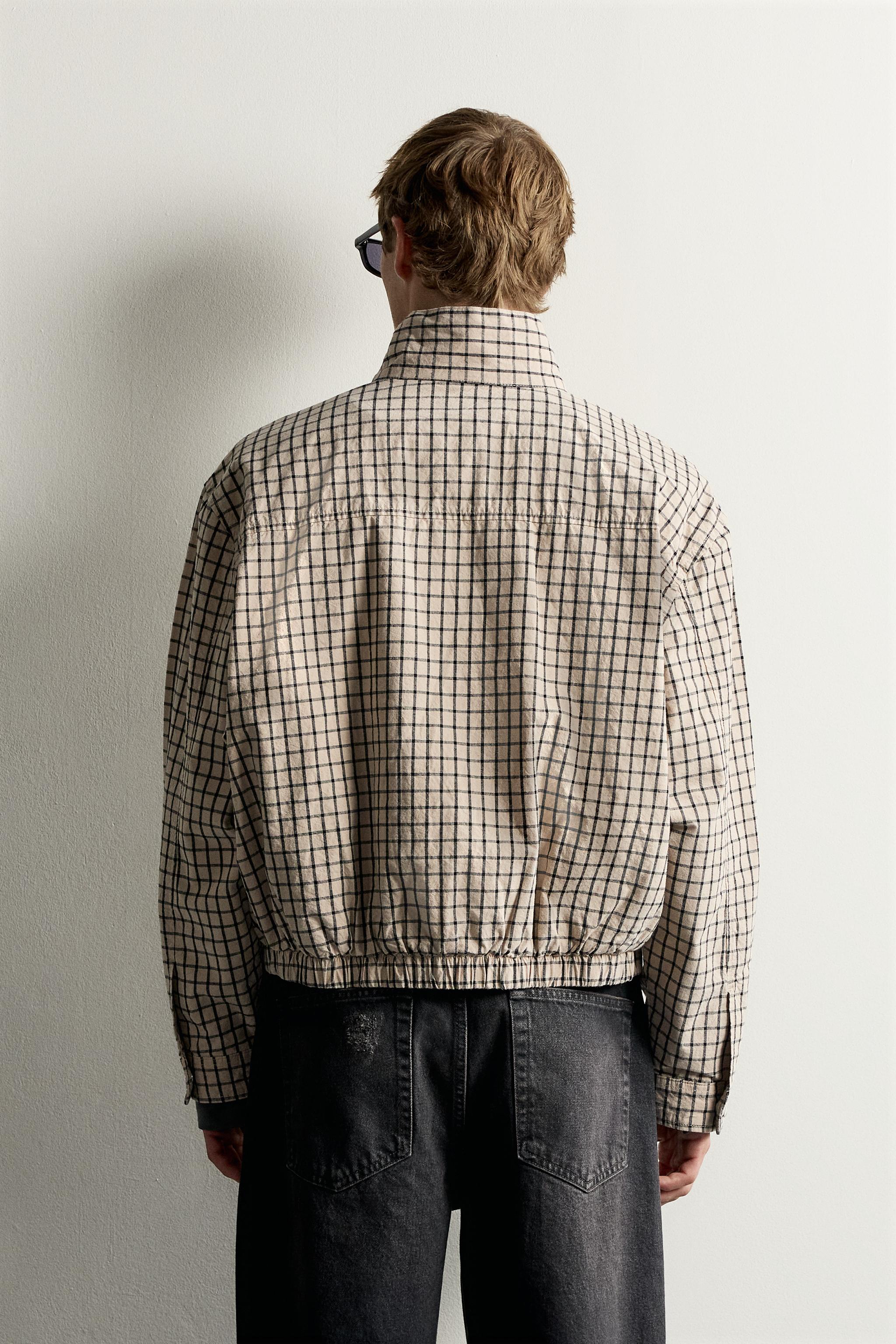 Мужские куртки Zara CHECKED CROPPED FIT JACKET — фото 3