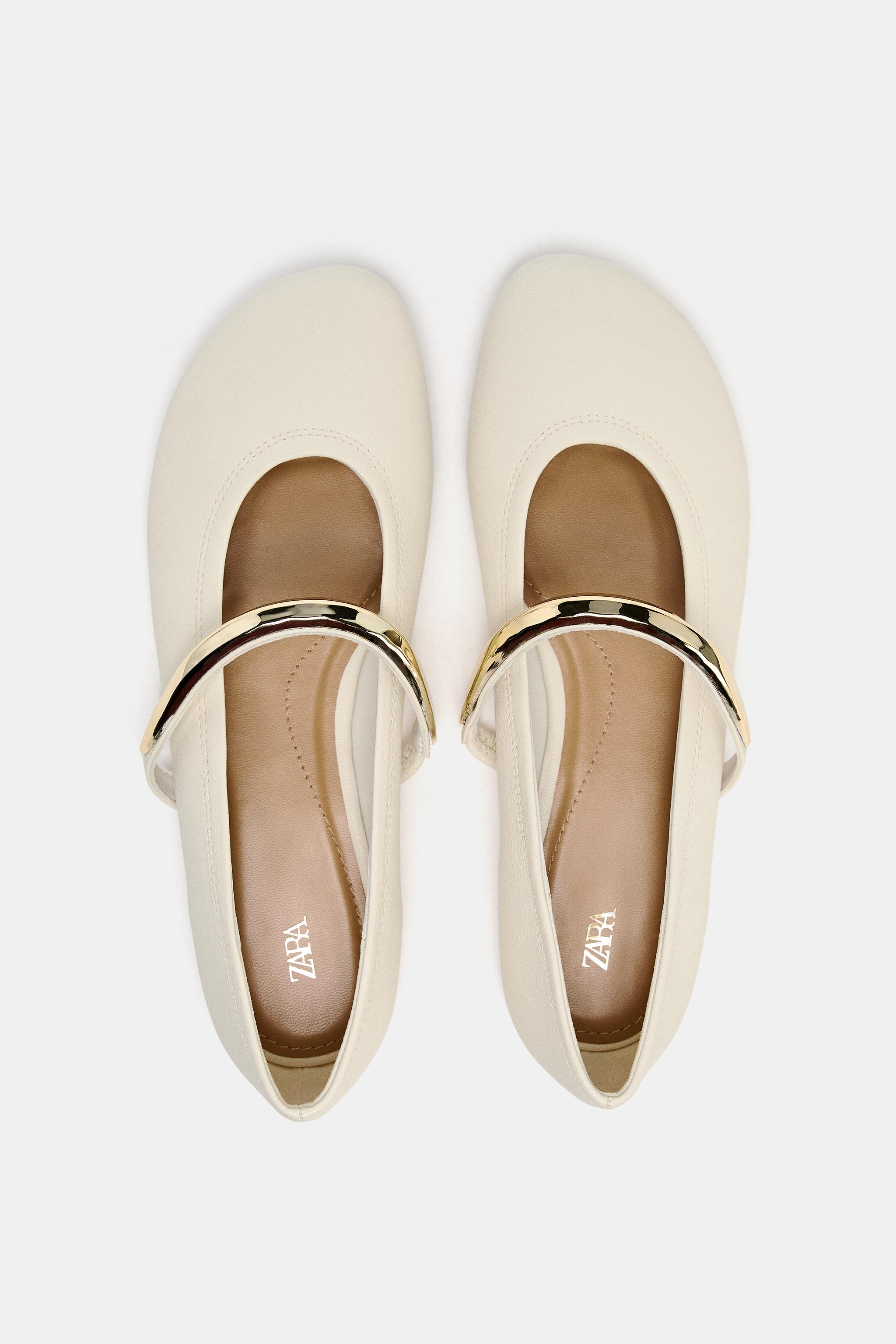 メタルストラップバレエシューズ - ホワイト | ZARA Japan / 日本